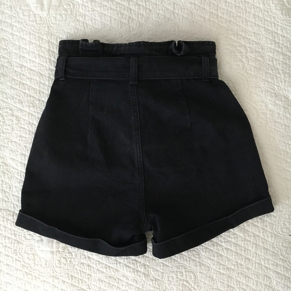 Primark High Waist Paperbag Denim Shorts Black Size 0 - Picture 8 of 9